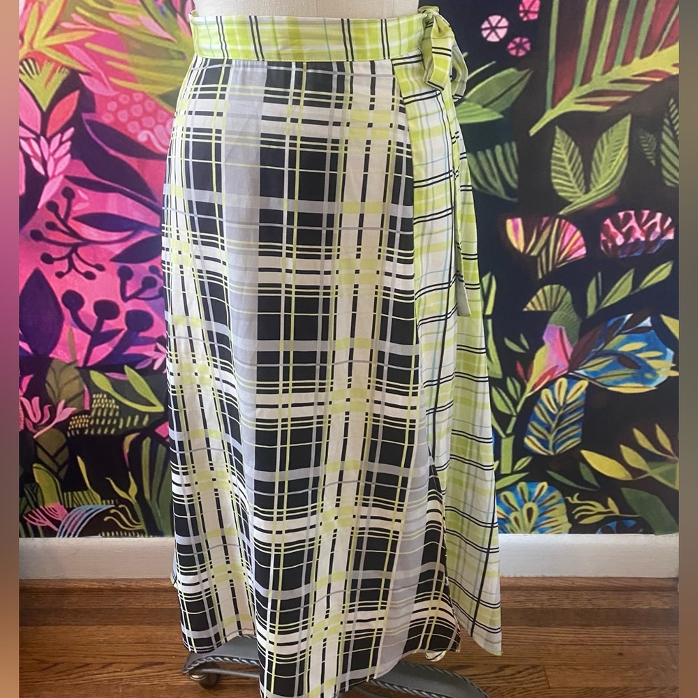 Unique Topshop Plaid Print Silky Skirt